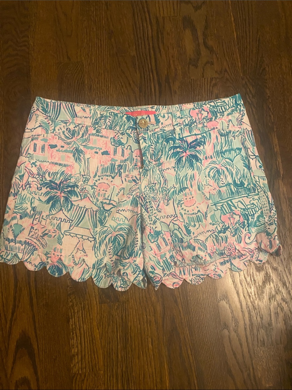 Lilly Pulitzer Pink & Aqua Scalloped Hem